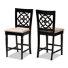 Baxton Studio Arden Modern and Contemporary Sand Fabric Upholstered Espresso Brown Finished Wood Counter Stool (Set of 2)